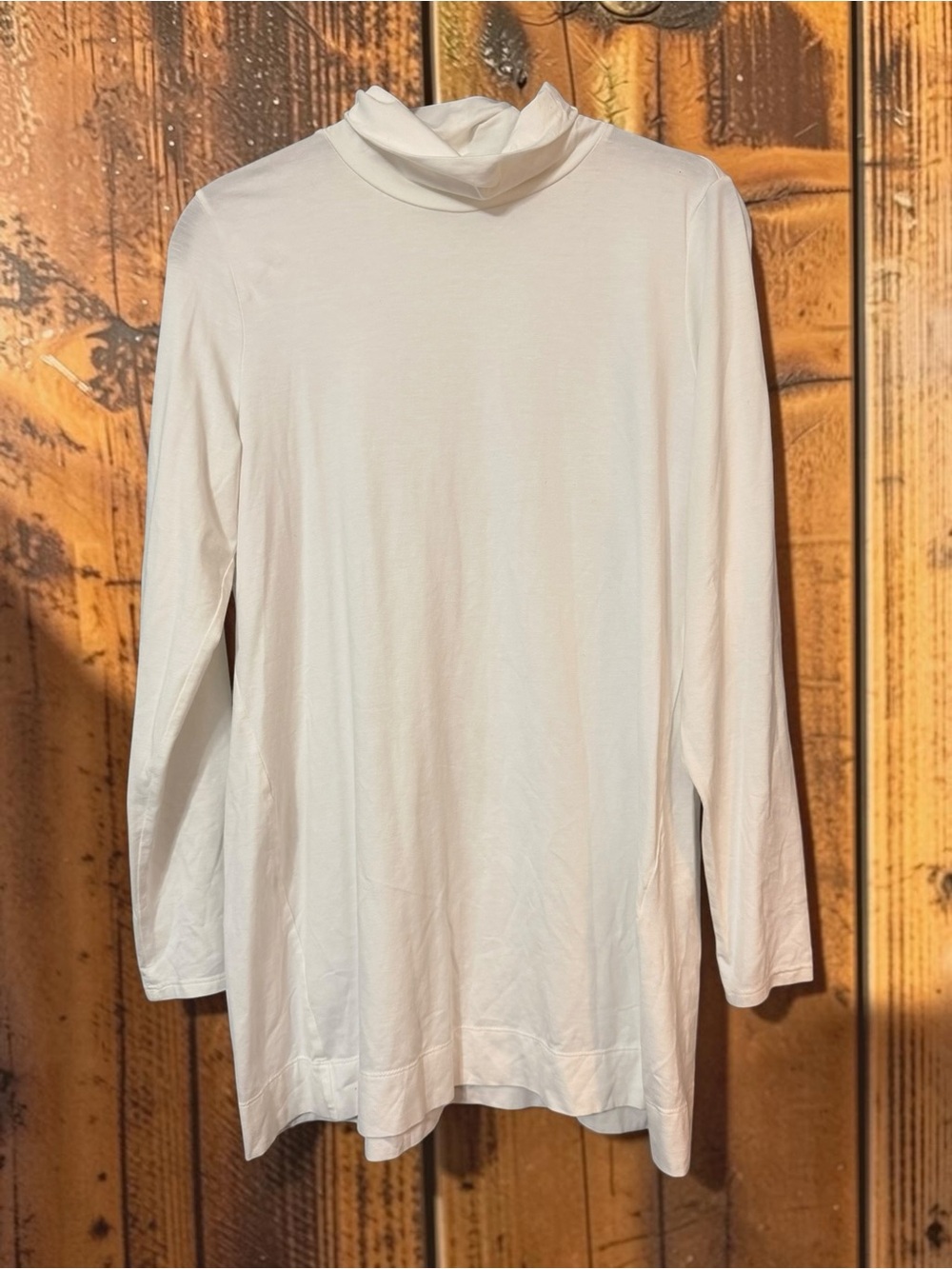 J.Jill Luxe Supima White Turtleneck Tunic Long Sleeve Cotton Sz M